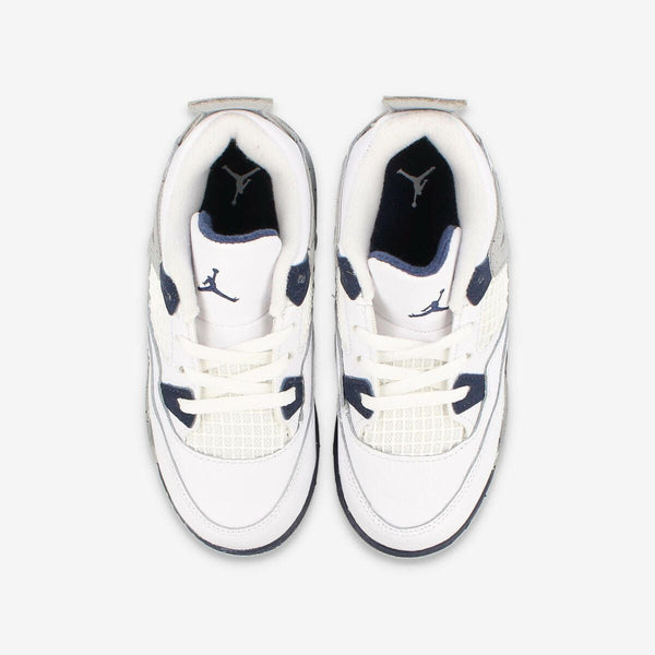 NIKE AIR JORDAN 4 RETRO TD WHITE/MIDNIGHT NAVY/LIGHT SMOKE GRAY/FIRE RED