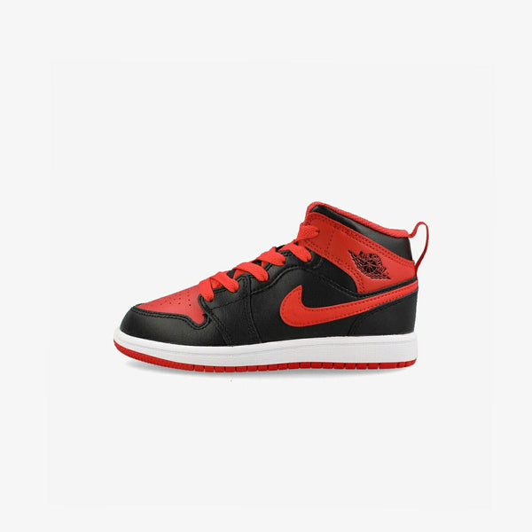 NIKE AIR JORDAN 1 MID PS BLACK/WHITE/FIRE RED