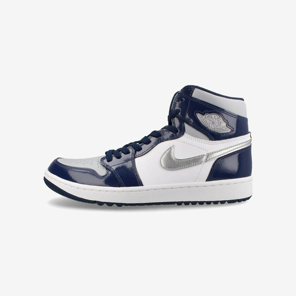 NIKE AIR JORDAN 1 HIGH GOLF WHITE/NAVY/METALLIC SILVER dq0660-100