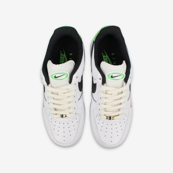 NIKE WMNS AIR FORCE 1 07 WHITE BLACK UNIVERSITY RED PURE PLATINUM JUST DO IT SNAKESKIN