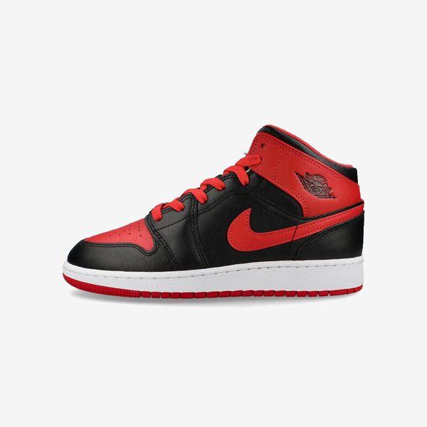 NIKE AIR JORDAN 1 MID GS BLACK/FIRE RED/WHITE