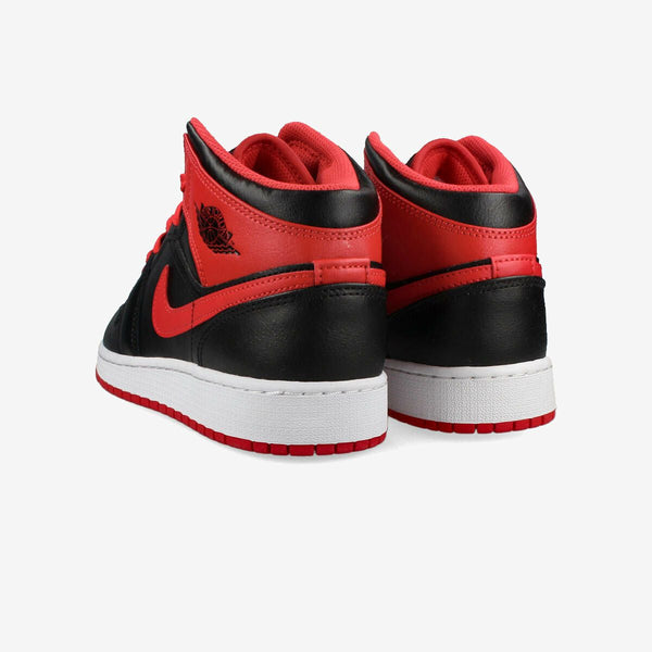 NIKE AIR JORDAN 1 MID GS BLACK/FIRE RED/WHITE