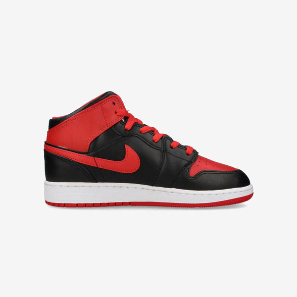 NIKE AIR JORDAN 1 MID GS BLACK/FIRE RED/WHITE