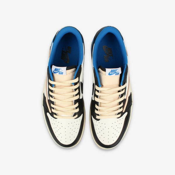 NIKE AIR JORDAN 1 LOW OG SP SAIL/MILITARY BLUE/BLACK/MUSLINE [TRAVIS SCOTT x FRAGMENT]