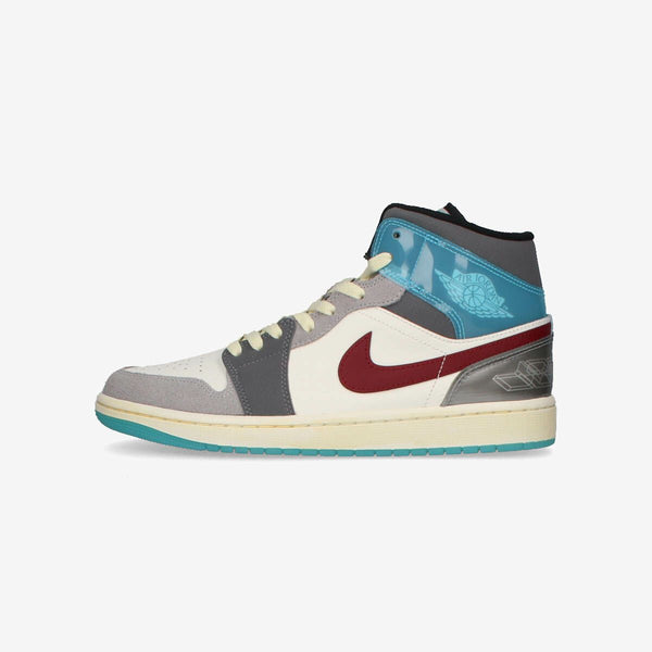 NIKE AIR JORDAN 1 MID SE [EXPLORATION UNIT] SAIL/GREY/BLUE/RED