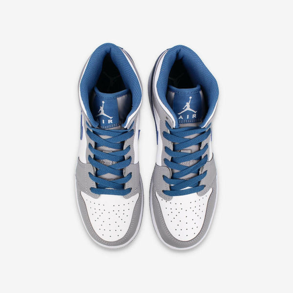 NIKE AIR JORDAN 1 MID GS CEMENT GREY/WHITE/TRUE BLUE