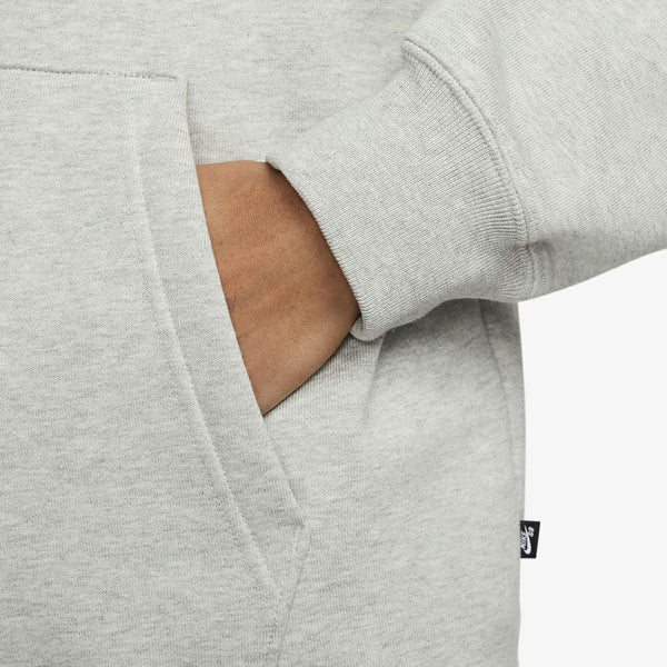 NIKE SB FLEECE PULLOVER SKATE HOODIE GREY HEATHER/WHITE