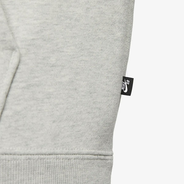 NIKE SB FLEECE PULLOVER SKATE HOODIE GREY HEATHER/WHITE