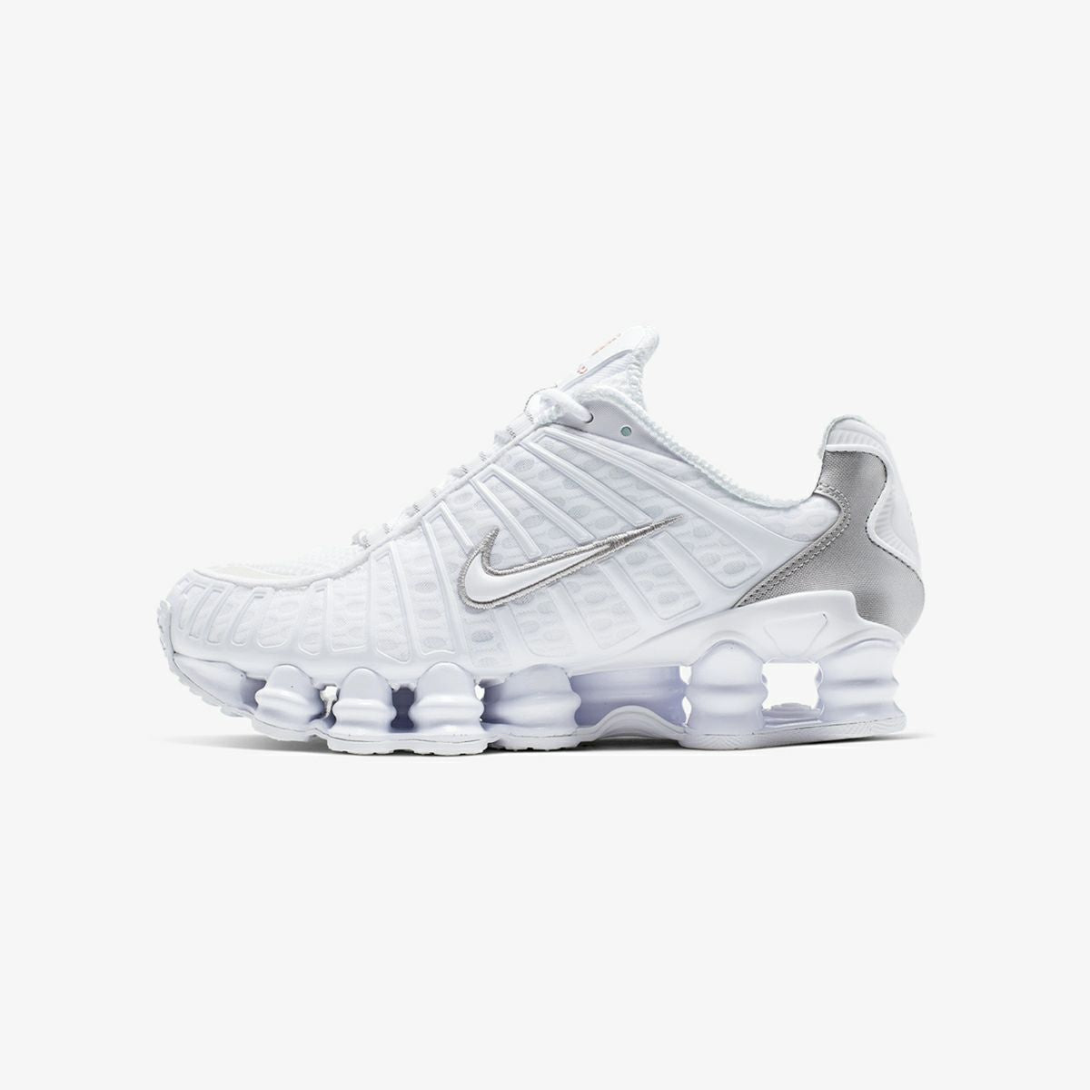 NIKE WMNS SHOX TL WHITE/WHITE/METALLIC SILVER/MAX ORANGE – KICKS LAB.