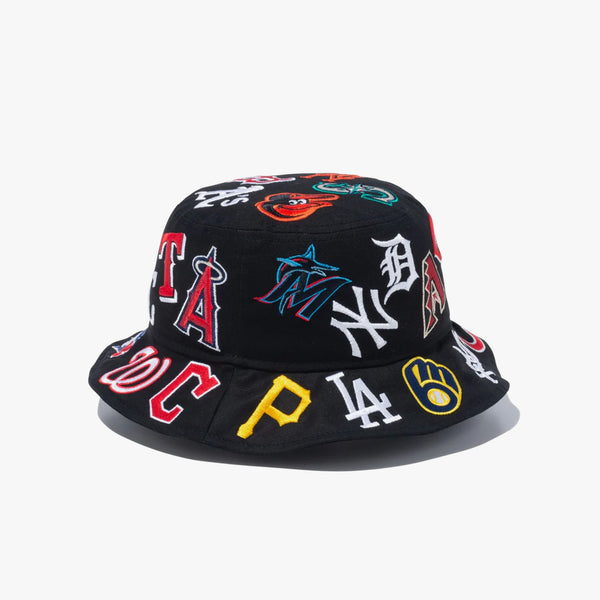 NEW ERA BUCKET01 TEAM LOGO ALL OVER MLB BLACK