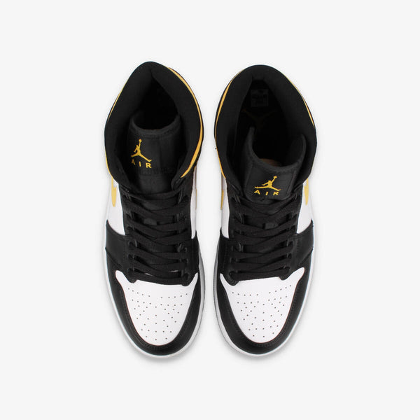 NIKE AIR JORDAN 1 MID 【UNIVERSITY GOLD】 WHITE/POLLEN/BLACK