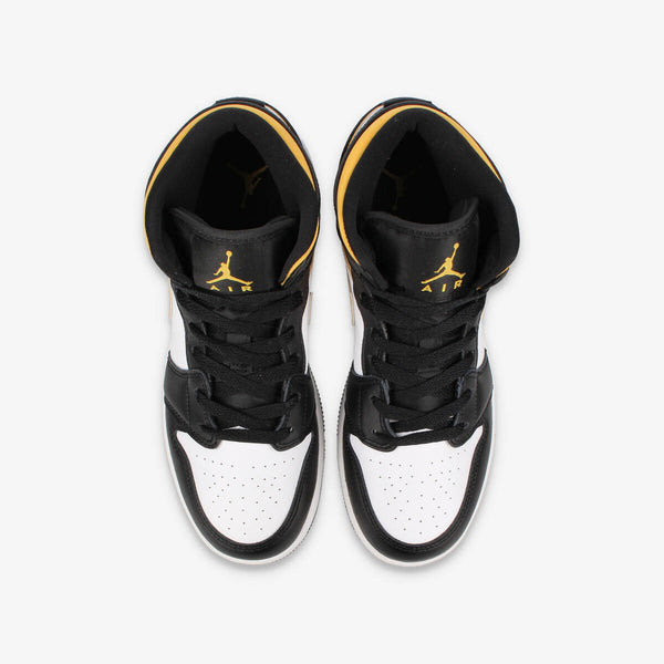 NIKE AIR JORDAN 1 MID GS 【UNIVERSITY GOLD】 WHITE/POLLEN/BLACK