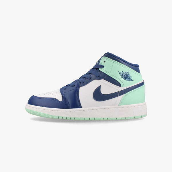 NIKE AIR JORDAN 1 MID GS MYSTIC NAVY/MINT FOAM/WHITE