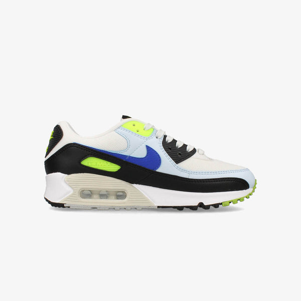 NIKE WMNS AIR MAX 90 SUMMIT WHITE/RACER BLUE/VOLT/BLUE TINT/BLACK/LT BONE