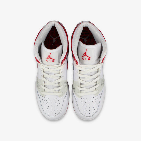 NIKE AIR JORDAN 1 MID SS GS WHITE/UNIVERSITY RED