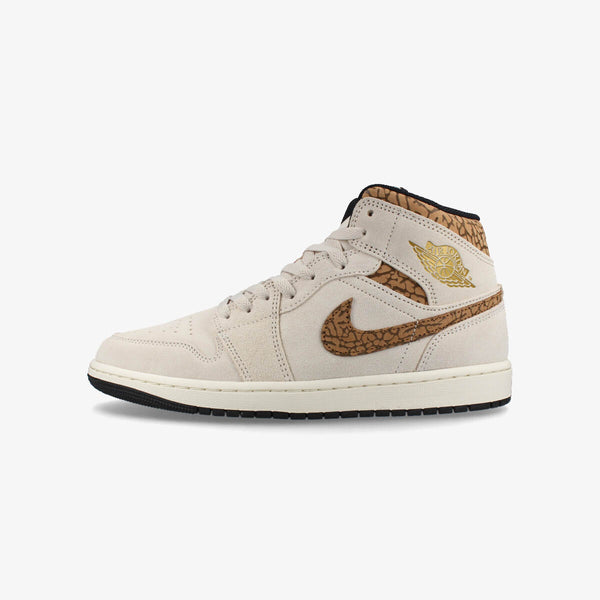 NIKE AIR JORDAN 1 MID SE LT OREWOOD BRN/METALLIC GOLD