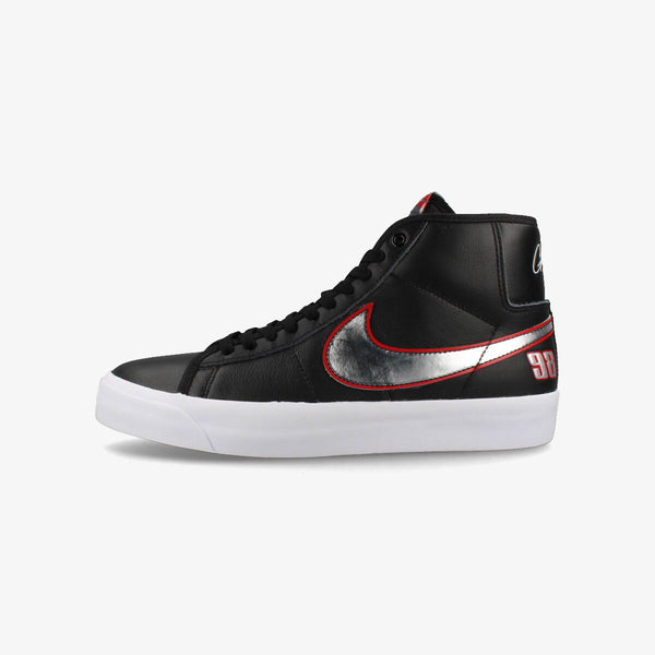 NIKE SB ZOOM BLAZER MID PRO GT BLACK/UNIVERSITY RED WHITE METALLIC SILVER