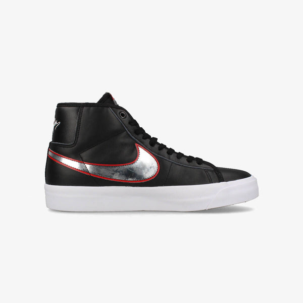 NIKE SB ZOOM BLAZER MID PRO GT BLACK/UNIVERSITY RED WHITE METALLIC SILVER