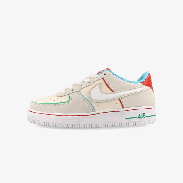 NIKE AIR FORCE 1 LOW LV8 BG 【HOLIDAY COOKIES】 PALE IVORY/PICANTE RED/BALTIC BLUE/WHITE