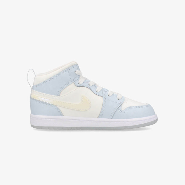 NIKE AIR JORDAN 1 MID SE PS 【GLITTER SWOOSH】 BLUE TINT/SUMMIT WHITE/WHITE/ICE BLUE