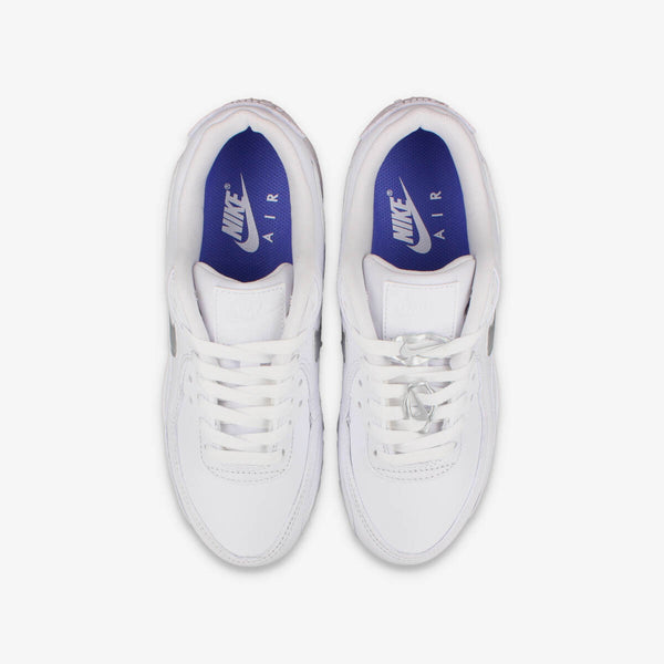 NIKE WMNS AIR MAX 90 WHITE/BLUE JOY/METALLIC SILVER